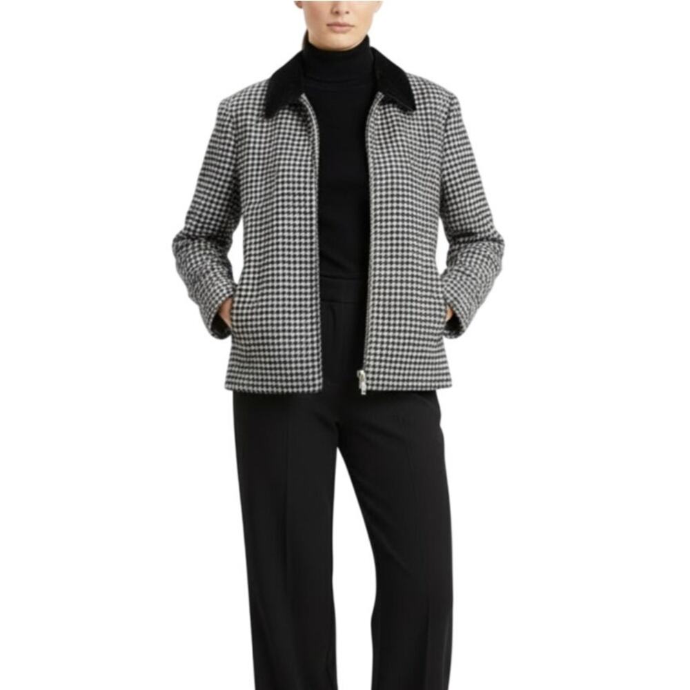 1980s Carolina Colours Vintage Houndstooth Jacket Medium Contrast Collar